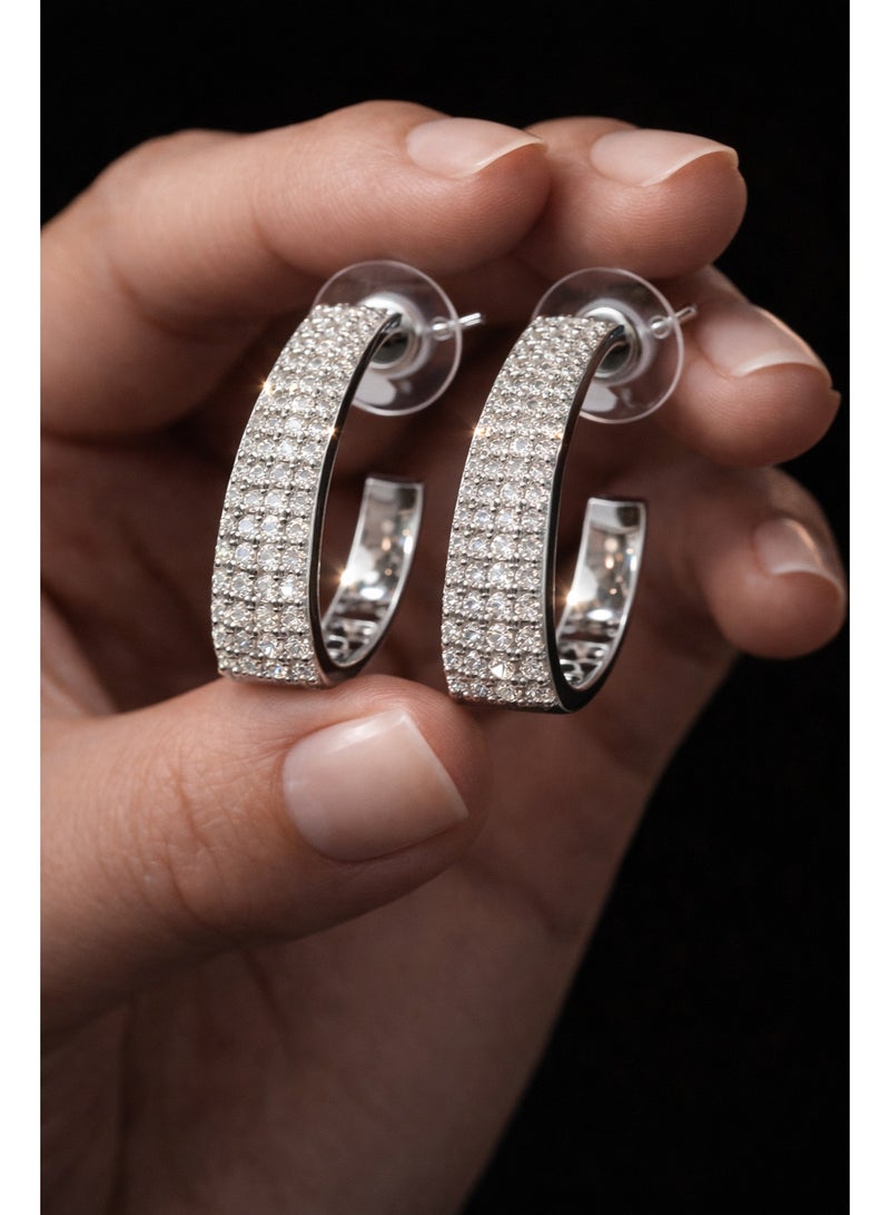 ثري دايموندز حلق مطلي روديوم بفصوص زركون – لون فضي - Image 2